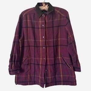 Rare 90s vintage Lizsport Flannel Jacket button up w/ suede collar